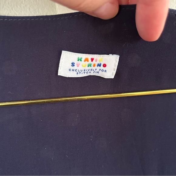 Katie Sturino • Navy Polka Dot Button Down Dress (belt not included) - Picture 7 of 9